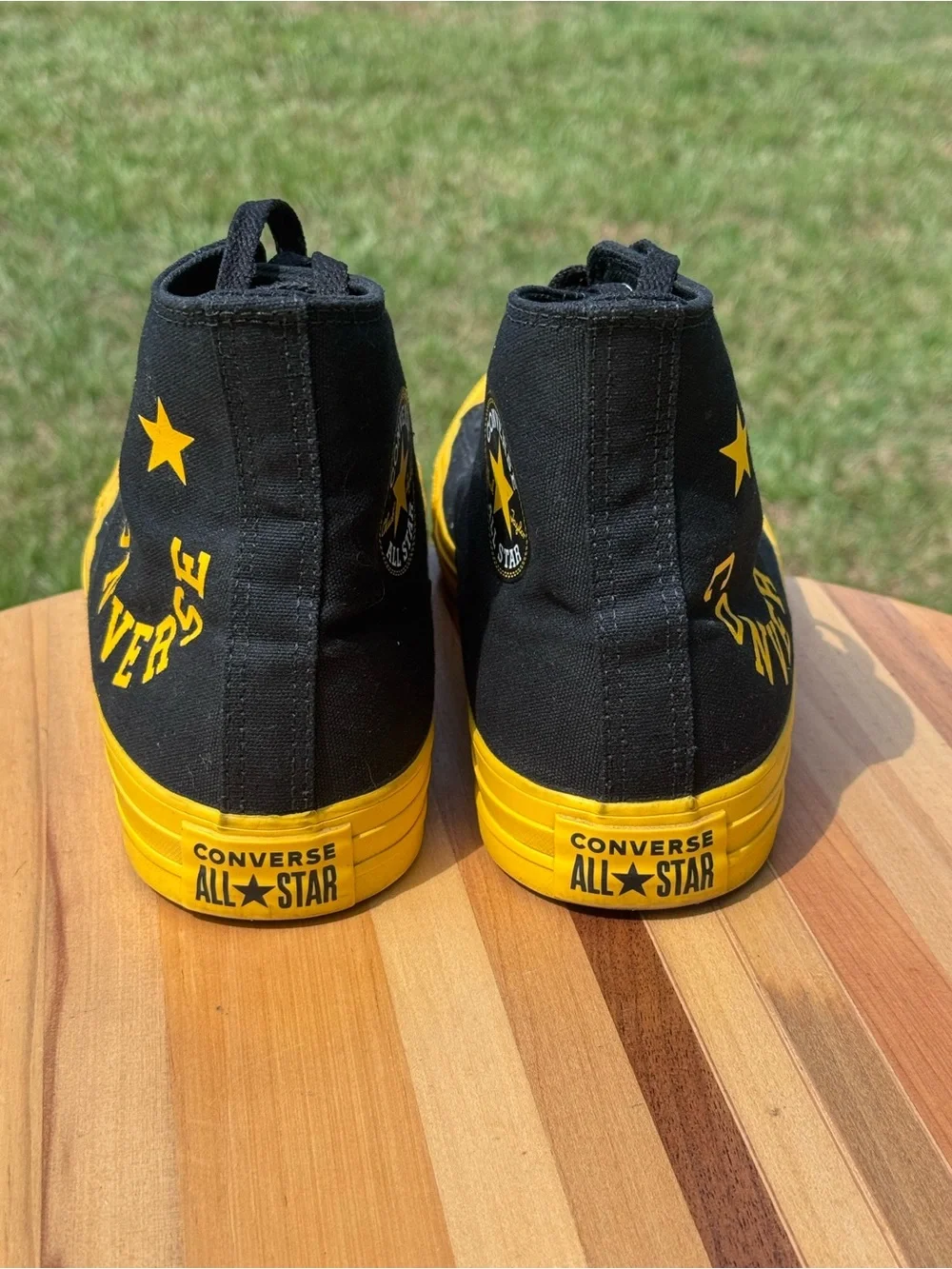 Unisex Converse Chuck Taylor Smiley High-Top Sneakers in Black & Yellow